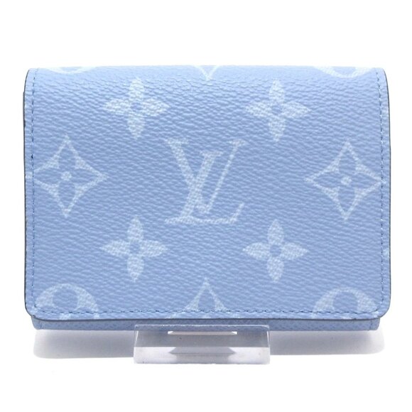 LOUIS VUITTON Enveloppe Carte de Visite Sky Blue Taigarama -496-062825 - Picture 1 of 9